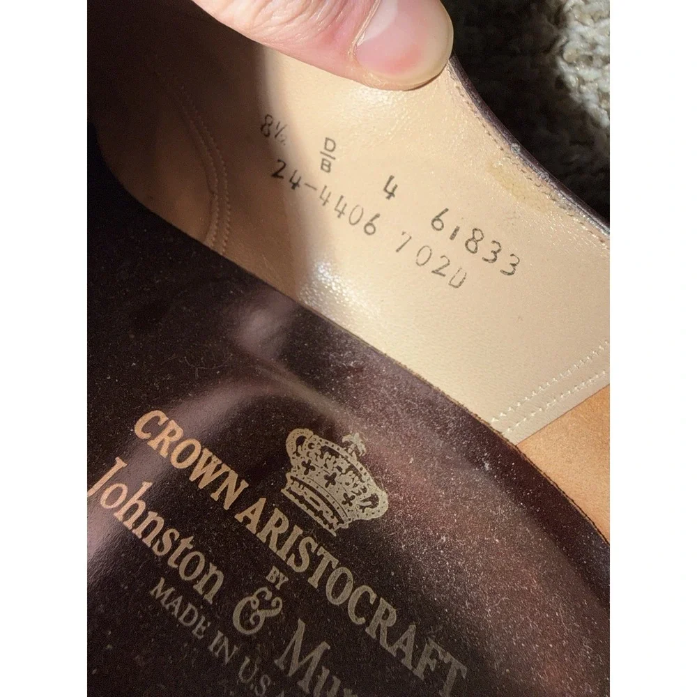 Johnston & Murphy Aristocraft Wingtip Oxford 8.5‎ D/B Burgundy Leather USA VTG